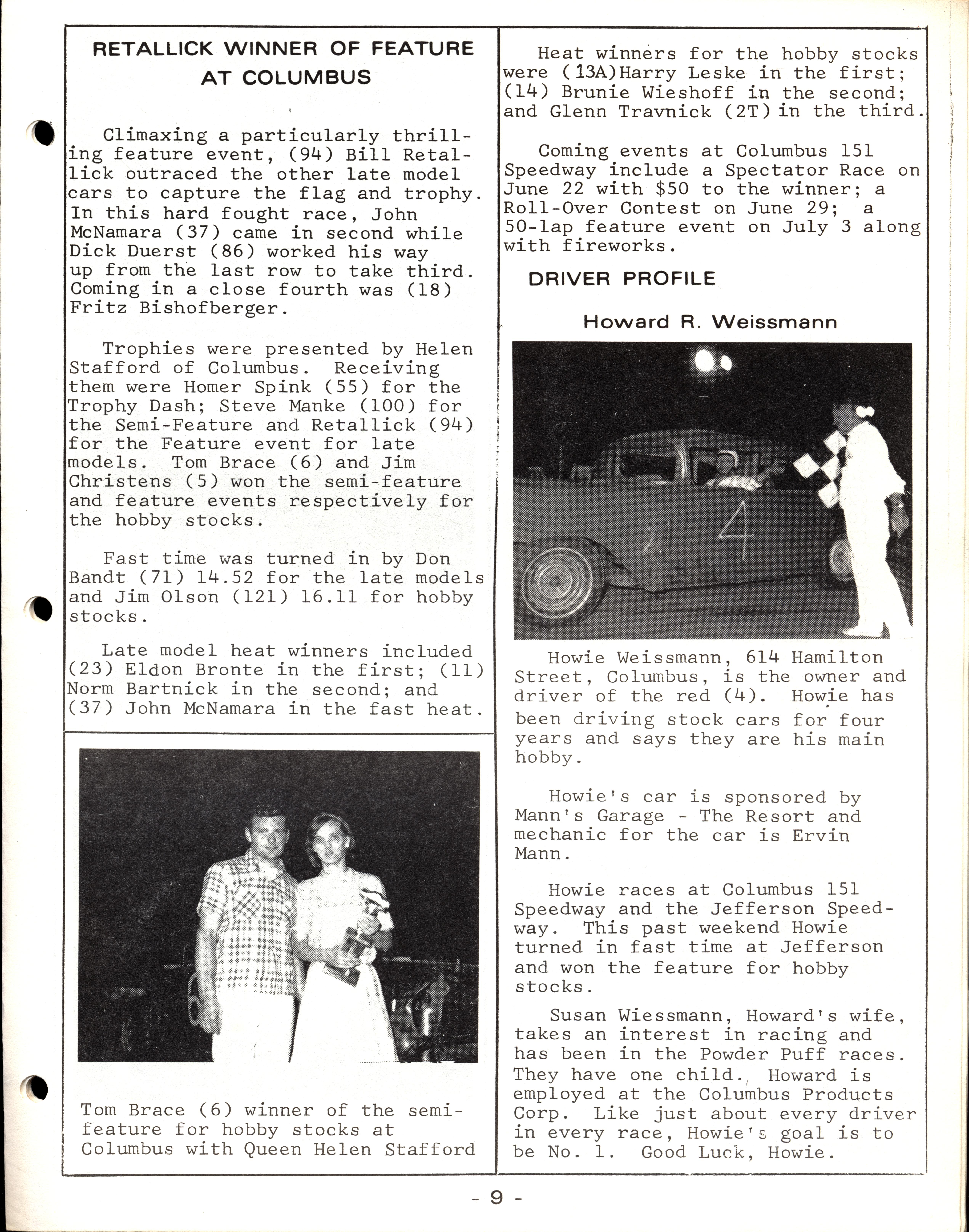 Checkered Flag Racing News June 17, 1969 back cover